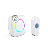Smartwares Wireless doorbell Set - Portable Chime and Push Button - 300 m Range - 36 melodies - LED Ring - 85 dB - 4 Sound Level & Mute Function - White - PD-4922