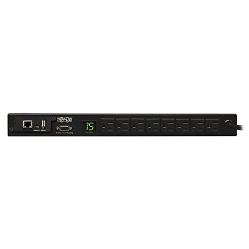 Image of Tripp Lite 1.4kW Single-Phase Monitored PDU with LX Platform Interface, 120V Outlets (8 5-15R), 5-15P, 12ft Cord, 1U Rack-Mount, TAA (PDUMNH15)