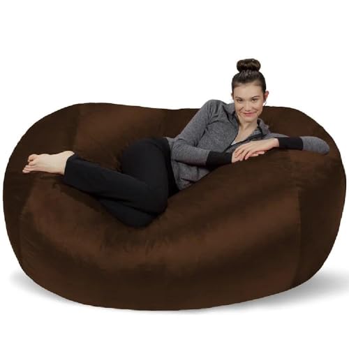 Large Bean Bag Chair Lounger Sofa for Adult Kids & Teen with Super Soft Plush Fluffy Seat | Pretty Chocolate Brown Color All Seasons | Lightweight Stuffed Flexible Durable | Supportive & Comfy