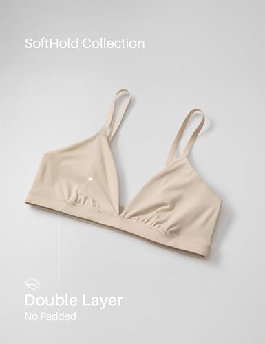 CRZ YOGA Softhold Womens Double Lined Triangle Bralette - Adjustable Straps Unlined Wireless Cami Plunge T-Shirt Everyday Bra3