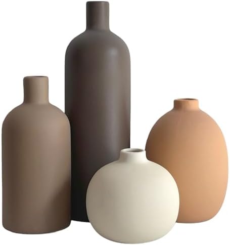 Ceramic Vase Set of 4, Modern Boho Minimalist Vases for Home Deco...