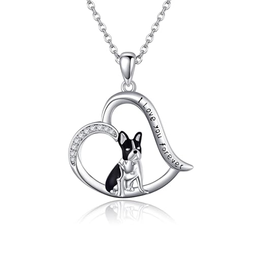 Boston Terrier/Schnauzer/Dachshund/Australian Shepherd/Corgi/Basset Hound/Chihuahua/Yorkie/Paw Print Necklace 925 Sterling Silver Dog Jewelry for Women