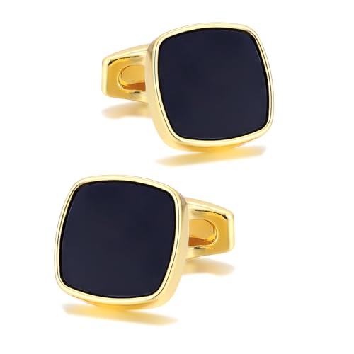 Square Cufflinks for Men Black Cuff Links Black Gold Classic for Wedding Business Groom Best Man4