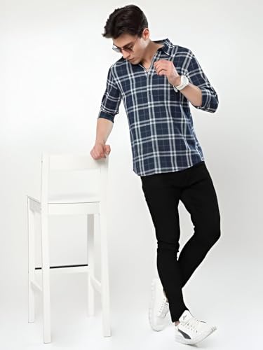 Image of GLORYBOYZ Men's Full Sleeve Checkered Casual Cotton Shirt S-2XL