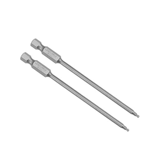 Uxcell 2 Pcs H2 (2Mm) Ball End Screwdriver Bits, S2 Steel Magnetic 3.9 Inch Long Drill Bit With 1/4 Inch Hex Shank #TOP8