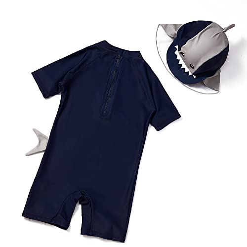 Baby Boys Kids Swimsuit Toddlers One Piece Zipper Swimwear with Hat Rash Guard Surfing Suit2