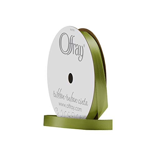 Image of Berwick Offray 475850 3 /8 inch Wide Single Face Satin Ribbon, Lemon Grass Green, 6 Yds