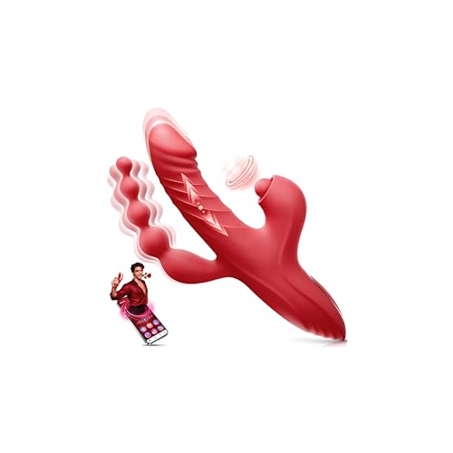 Image of Toendi Anal Beads Vibrator Sex Toys, Thrusting Vibrator Adult Toy for Women | Thrusting Vibrator 5 Tapping 10 Vibration & 7 Thrusting, Clitoral G Spot Stimulation, Rabbit Vibrators Dildo for Woman Couple