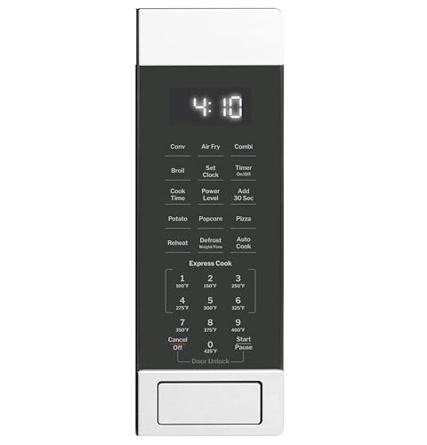 Image of GE 4-in-1 Countertop Microwave Oven, 1.0 Cu Ft, 1050W Convection Microwave with Air Fry & Broil, Compact and Quiet, Stainless Steel, Ideal for Apartments, Dorms & Offices, GCST10A1WSS | 1050W, Air Fry and Broil, Stainless Steel, Includes Crisper Pan, 2 Wire Racks and Removable Turntable