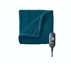 Sunbeam Microplush Comfy Toes Electric Heated Throw Blanket Foot Pocket Legion Blue Washable Auto Shut Off 3 Heat…