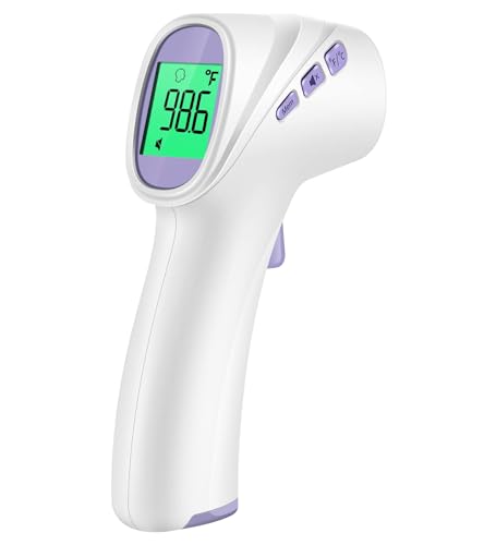 No-Touch Digital Forehead Thermometer, Infrared Thermometer for Adults, Kids & Babies, 1 Second Measurement, Fever Alert and 35 Sets Memory (Purple)