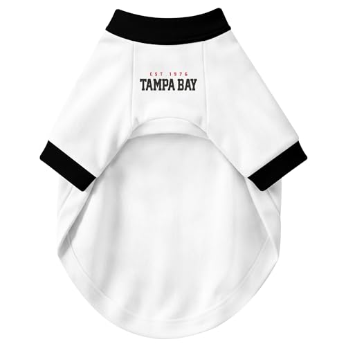 Image of Tampa Bay Dog Clothes Jersey Style Personalized Pet T Shirt with Custom Name Number for Small Medium Large Dogs