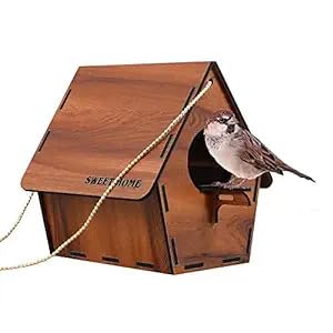 Bird House for Balcony and Garden Hanging for Sparrow, Hummingbird, Kingfisher Bird Nest for Balcony Made with Water Resistant Wooden MDF Sheet with Hanging and Wall Patch