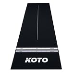 KOTO - Black Carpet Darts Mat 285 x 80 cm, Rubber Dart Mat, 4 Throw Lines, Center Line, & Floor & Dart Predection Function