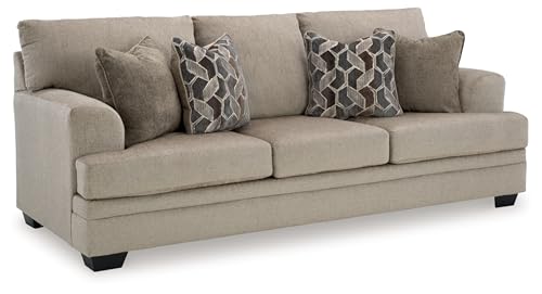 Signature Design by Ashley Stonemeade Casual Sofa with 4 Toss Pillows, Light Brown