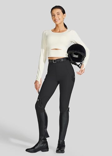 Willit WILLITAOB0150808420WA Women'S Horse Riding Pants Knee-Patch Equestrian Breeches Horseback Schooling Tights Zipper Pockets Black L thumb #4