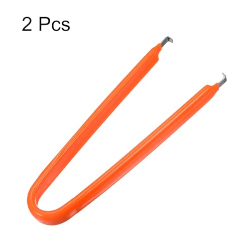 Image of uxcell IC Puller Chip Extractor Stainless Steel with Insulated Vinyl Grip Orange 2 Pack