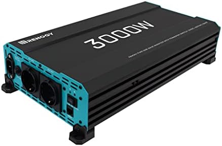 Renogy 3000W/6000W 12V zu 230V Reiner Sinus-Wechselrichter mit Netzvorrangschaltung, 12v auf 230v Spannungswandler mit 2 Europäische Steckdose für Haushaltsgeräten Wohnmobile, LKW,