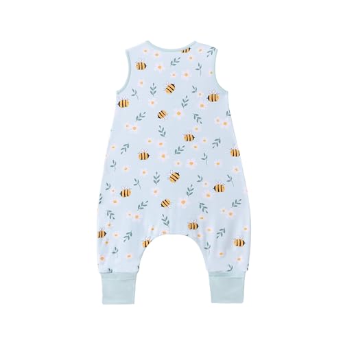 Image of Baby Sleep Sack with Feet 6-12 Months 0.5 Tog 95% Rayon from Bamboo 5% Spandex Breathable Sleep Sacks Baby Walker Quilted Wearable Blanket with Legs 2-Way Zipper Little bee