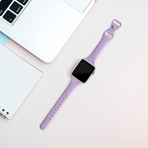 Image of Thin Slim Band Compatible with Apple Watch 38mm 40mm 41mm 42mm 44mm 45mm 46mm 49mm, Replacement Silicone Sport Strap for iWatch Series 11 /10 /9 /8 /7 /6 /5 /4 /3 /2 /1 Ultra SE Women Men, Lavender