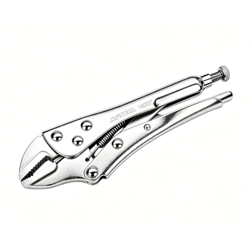 Curved Jaw Locking Pliers 7-Inch, Adjustable Vise Grips with Wire Cutter, Chromium-Vanadium Steel Vice Grips for Clamping, Welding, and Pipe Work by ACTUAL - Used condition - US$7.35