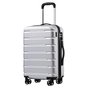 Coolife Luggage Suitcase Carry-on Spinner TSA Lock USB Port Expandable (only 28’’) Lightweight Hardside Luggage (Silver, S(20in_carry on))