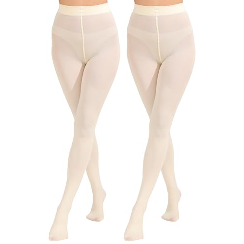 Image of Paralinda 2 Pairs Women's Solid Color Tights 80D, Soft Opaque Microfiber Tights