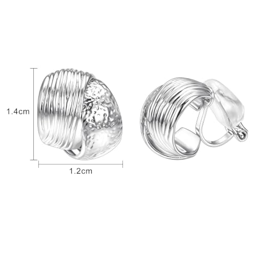 Image of Yoursfs Gold Textured Knot Clip On Earrings for Women Non Pierced Earring 18K Gold Plated Double Half Hoop Earrings Trendy Jewelry