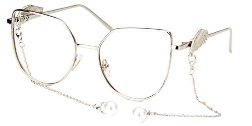 Zeelool Retro Metal Wings Blue Light Blocking Glasses Geometric Eyewear For Women Joshua Fm0161-01 Pearl #TOP26