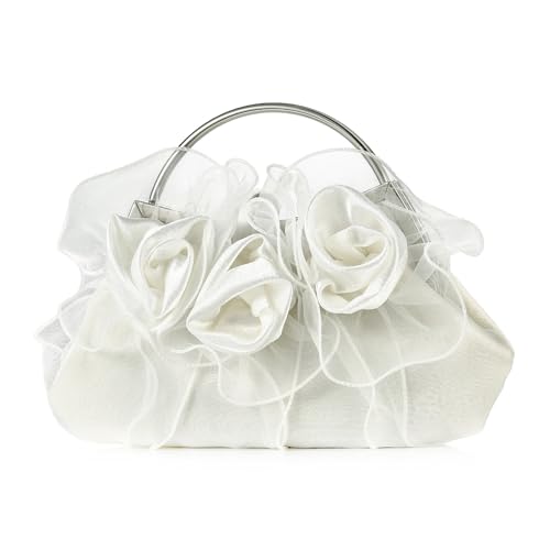 Women Flower Evening Clutch Bag Ladies Girls Elegant Satin 3D Rose Purse Luxury Bridal Handbag For Wedding Parites Prom