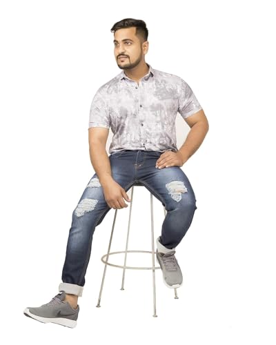 Image of Men's Slim-Fit Denim Jeans, Light Blue(TFD-95) (in, Numeric, Regular, Standard, DARKBLUE)