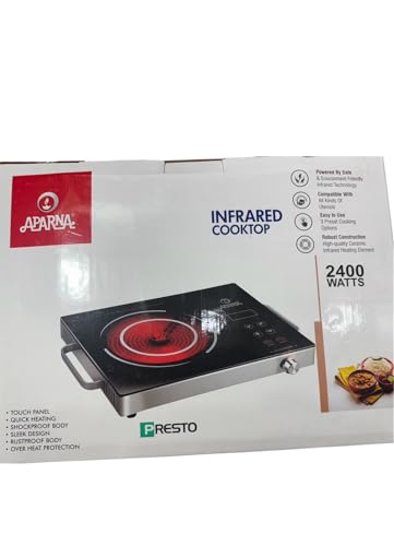 Image of APARNA Infrared Cooktop, 2400 Watts, Touch Panel, 3 Preset Modes, Ceramic Heating Element