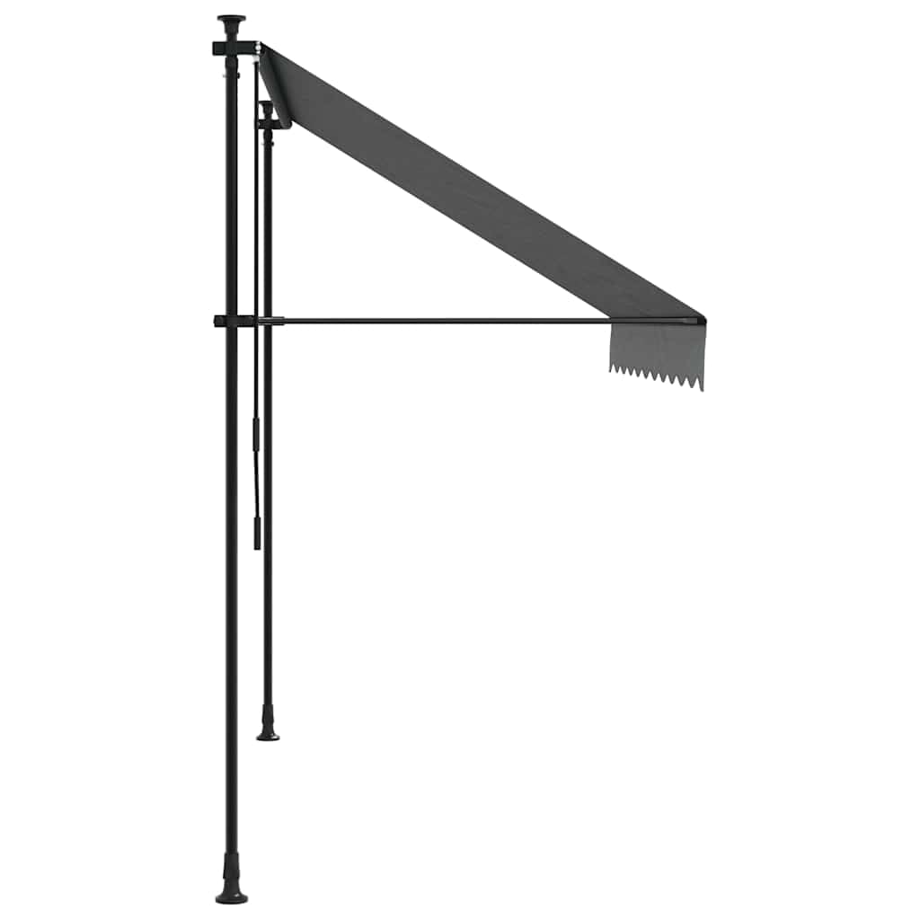 Wysuwana markiza antracytowa, 250 x 150 cm, wykonana z materiału i stali, wytrzymała markiza tarasowa z powłoką poliuretanową odporną na promieniowanie UV, z regulacją wysokości 210-300 cm, na balkon