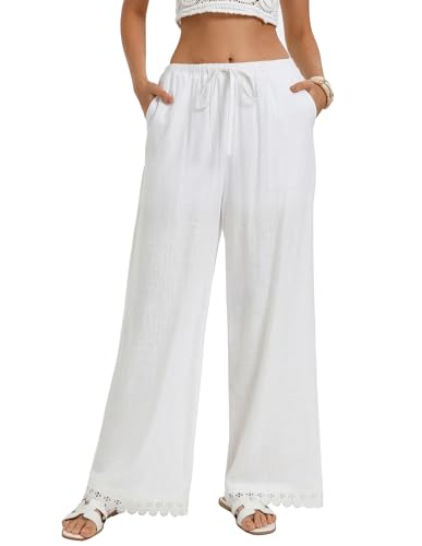 Image of GRACE KARIN Women Linen Pants Wide Leg Casual Palazzo Pants Trousers