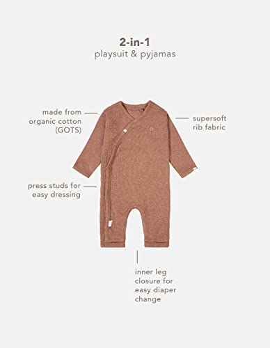 Noppies Baby Unisex Baby U Playsuit ls Rib Nevis Overalls, Cafe Au Lait Melange-N090, 56