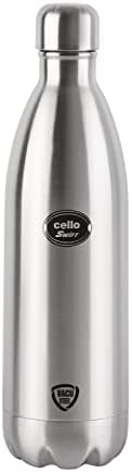 Cello Armour Vacuum Insulated Carafe and Swift Flask | Hot and Cold Tea/Coffee Pot | 2000ml Black, 1000ml Silver