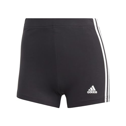 adidas Mujer Essentials 3-Stripes Single Jersey Booty Shorts, Black/White, S