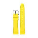 ROUHO Cinturino di Ricambio in Gomma Flessibile con Fibbia Argentata, Silicone Sportivo Resistente al Sudore per IWC Pilot's Portugieser-Giallo 22mm