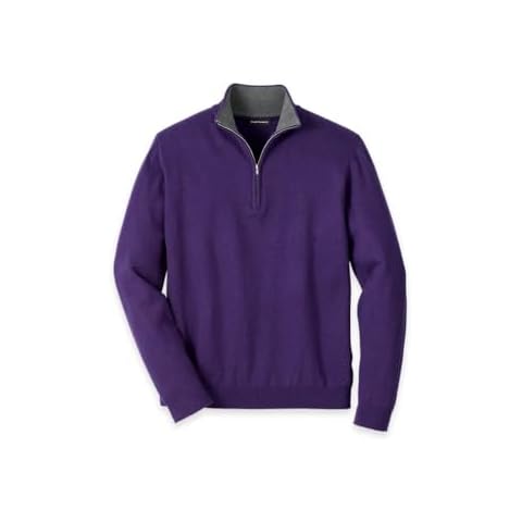 Paul Fredrick Men's Supima Cotton Quarter Zip Mock Neck Sweater Plum XX Large Cover