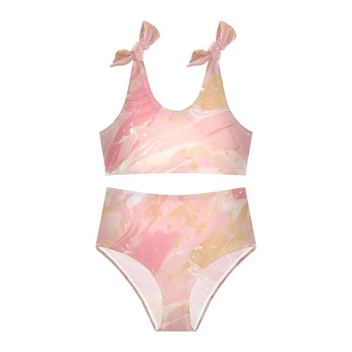 KLL Gold Glitter Pink Marble Girls' 2 Piece Bikini Set Beach Swimsuit Swimming Suits Cute Shoulder Strap3