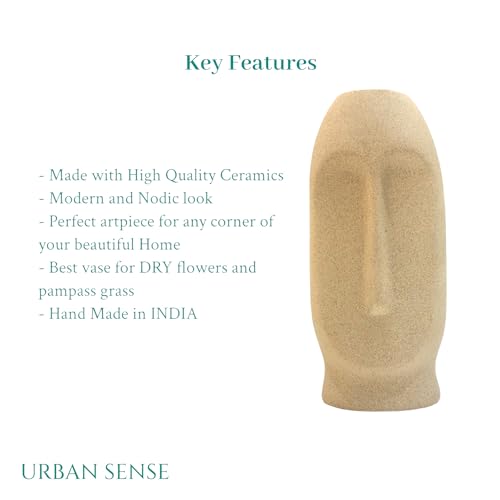 URBAN SENSE | Modern Decorative Face Ceramic Vase for Home Décor | Centerpieces | Kitchen | Office or Living RoomCeramic Flower Vase | Face Vase (Nordiac Fave Vase (Set of 2))