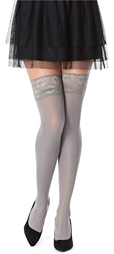 Bellivalini Medias Autoadhesivas de Microfibra Mujer 80 DEN BLVFI1010 (Gris, XL (Tamaño del fabricante: 5)) Cover