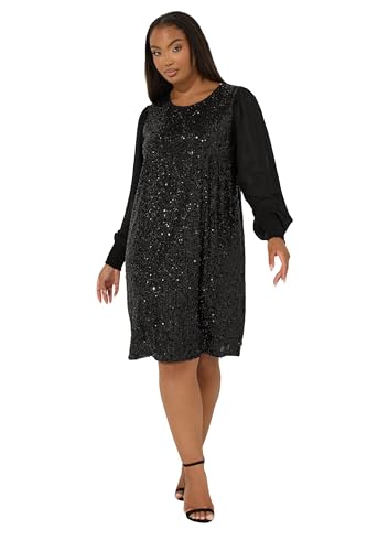Yours Curve Sequin Swing Dress - Women's - Plus Size Curve Black