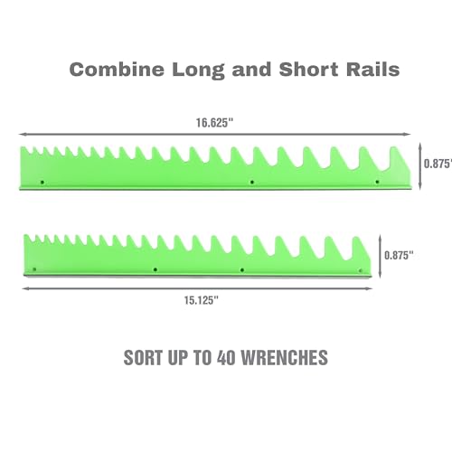 OEMTOOLS 22217 Rail Wrench Organizer, Wrench Organizer for Tool Box, 4 Piece Set, Combine Short with Long Rail for V Shape Design
