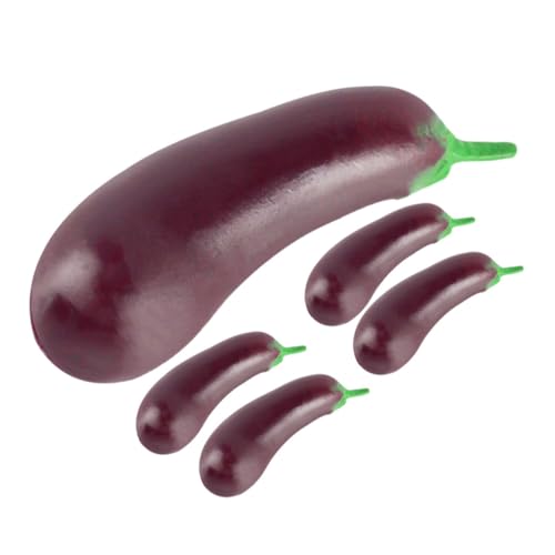 Cabilock 5 Piezas De Simulación De Berenjena Juguetes para Manzana Artificial Actividades para Pequeños Juguetes De Aprendizaje Manzanas Falsas Mini Cestas De Frutas Juguetes De Tallo