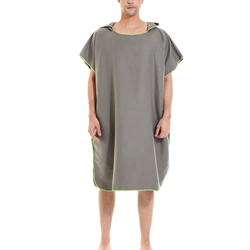 Preisvergleich Produktbild CAIER Schnell Trocknender Einfarbiger Doppelseitiger Fleecemantel Umhang Absorbierendes Strandtuch Strandumkleidebadetuch gris 110*90 cm
