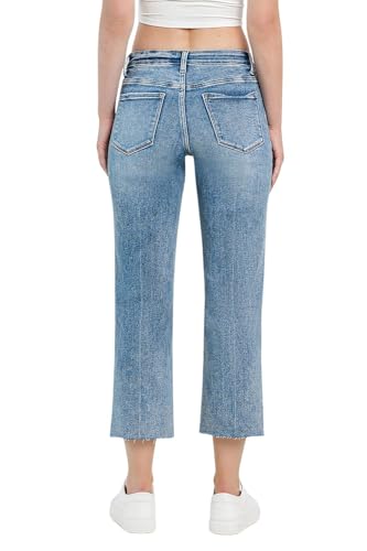 VERVET Women's High-Rise Straight Fit Jeans in River Dee2