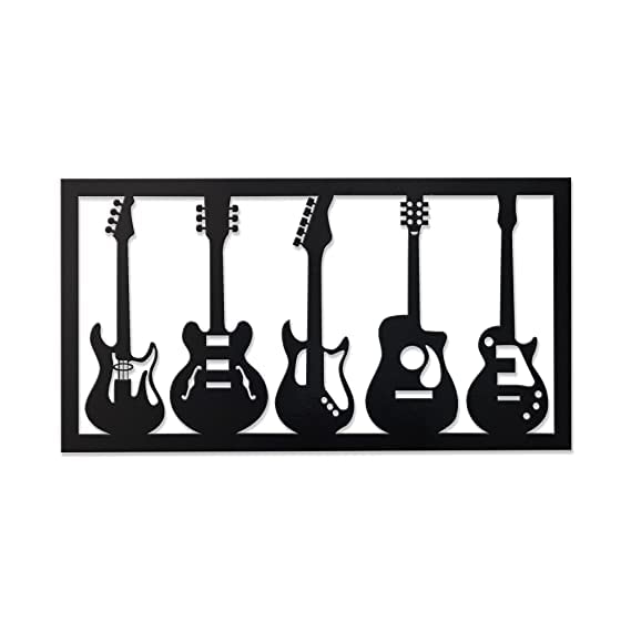 Image of METSY Guitar for Wall Hanging Music Room Decorations Items for Room Metal Wall Art Guitar Set Wall Art,(60x32cm) | Made of 1.2mm Metal Sheet, Craft | For Music Lovers