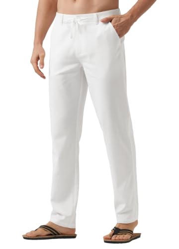 Image of Willit Men's Linen Pants Casual Lightweight Drawstring 29 inch 30 inch 32 inch