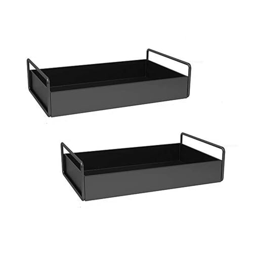 Image of Homify Bathroom Vanity Tray, Kitchen /Bathroom Countertop Storage Shelf Organizer,Coffee Table Decorative Tray Cosmetic Organizer Display Holder, Black (Black Tray-2)